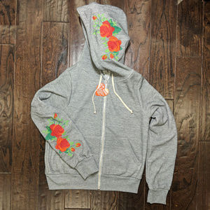 NWT - Wildfox Embroidered Roses Zip Hoodie - Small